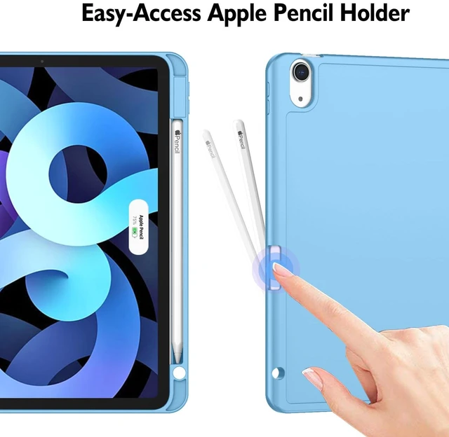 Alt view image 3 of 5 - ZryXal iPad Air 11 Inch Case M4 2026/ M3 (2025)/ M2 (2024), iPad Air 5th (2022)/ 4th Generation (2020) 10.9 Inch - Smart Cover with Pencil Holder and Soft TPU Back, Auto Wake/Sleep(Azure Blue)