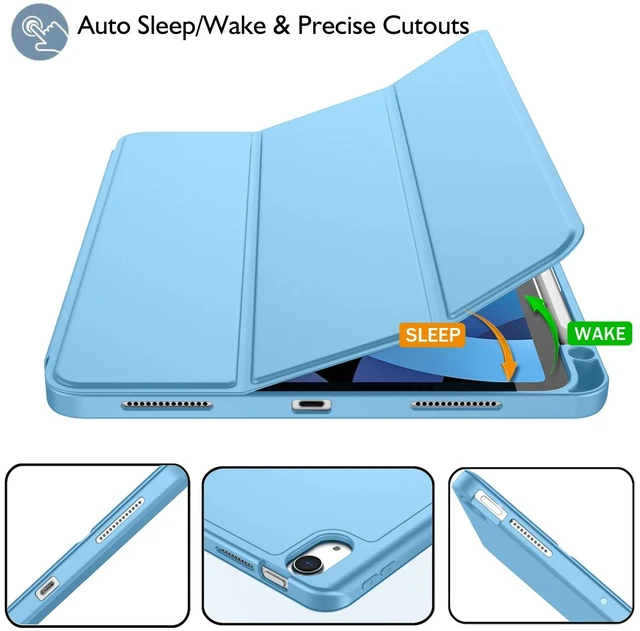 Alt view image 5 of 5 - ZryXal iPad Air 11 Inch Case M4 2026/ M3 (2025)/ M2 (2024), iPad Air 5th (2022)/ 4th Generation (2020) 10.9 Inch - Smart Cover with Pencil Holder and Soft TPU Back, Auto Wake/Sleep(Azure Blue)