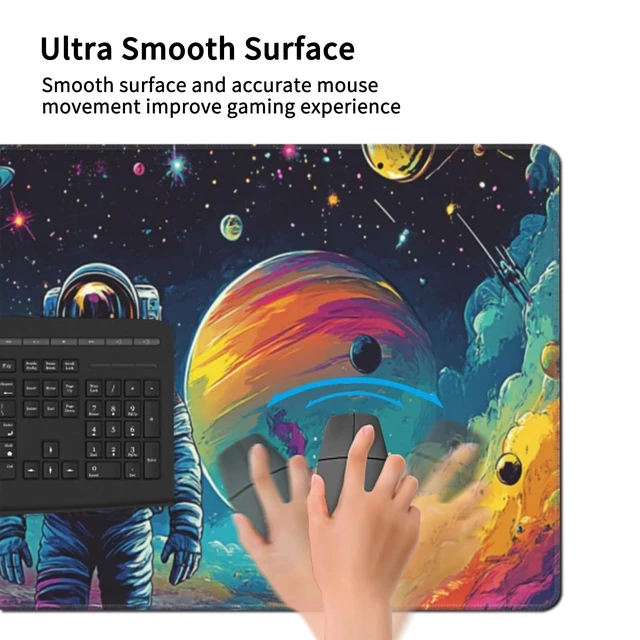 Alt view image 3 of 5 - Galaxy Astronaut Space XXL Gaming Mouse Pad 48"x24", Non-Slip Base Desk Mat