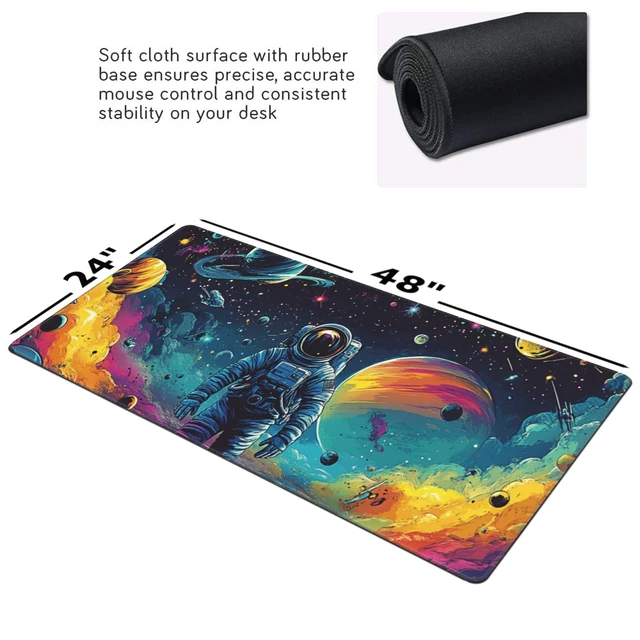 Alt view image 5 of 5 - Galaxy Astronaut Space XXL Gaming Mouse Pad 48"x24", Non-Slip Base Desk Mat