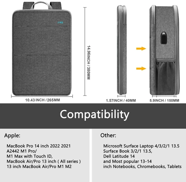 Alt view image 2 of 5 - ZINZ Slim & Expandable Laptop Backpack 13-14 inch,G01Y01
