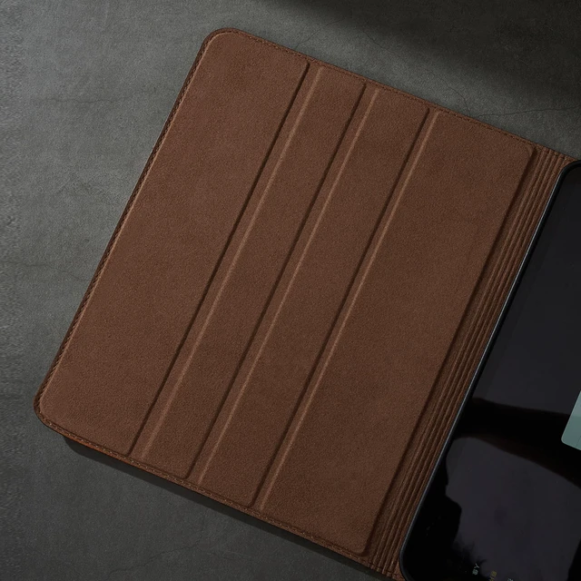 Alt view image 5 of 5 - Gexmil Leather Case for iPad Pro 12.9 Inch Case 6th/5th/4th/3rd Generation 2022/2021/2020/2018 with Pencil Holder,Genuine Leather Folio Cover Shockproof Auto Sleep/Wake,Brown Crocodile