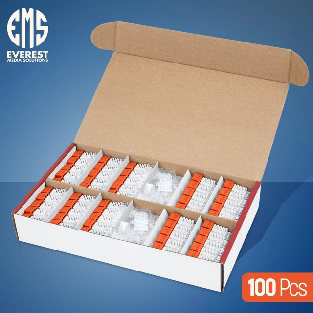 Alt view image 2 of 5 - Everest 45 Degree RJ45 Cat6 Keystone Jacks Slim Profile 100-Pack Orange