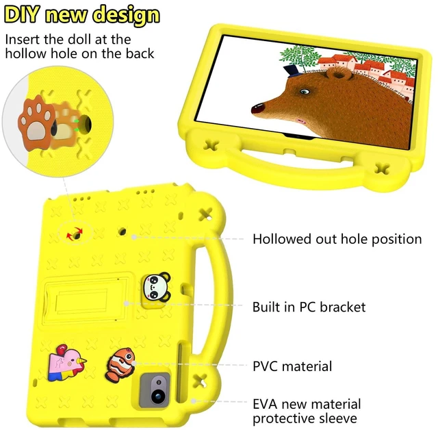 Alt view image 5 of 5 - YRH for Revvl Tab 2 Case 10.1 inch 2025, Kids EVA Tablet Cover with Strap Stand Handle, for Tmobile Revvl Tab 2 5G Case, Yellow