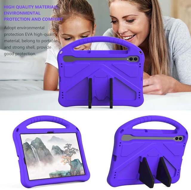 Alt view image 4 of 5 - YRH for Samsung Galaxy Tab S10 Lite/Tab S10 FE/Tab S9 FE (10.9-in.), Kids EVA Foam Child Tablet Case, Portable Hand Grip & Multi-Angle Stand Cover, Purple