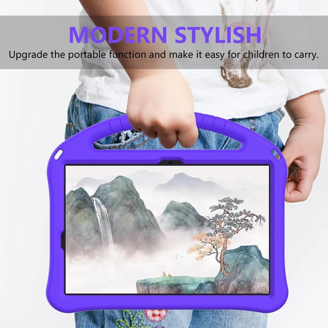 Alt view image 5 of 5 - YRH for Samsung Galaxy Tab S10 Lite/Tab S10 FE/Tab S9 FE (10.9-in.), Kids EVA Foam Child Tablet Case, Portable Hand Grip & Multi-Angle Stand Cover, Purple