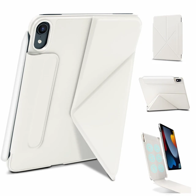 Main image of Wonzir for iPad mini 7 A17 Pro Case(2024),iPad mini 7th/6th Slim Powerful Magnetic Case,4 Standibg Angles,Vertical Stand Cover,with Auto Wake/Sleep and with Pencil Holder - Cream White