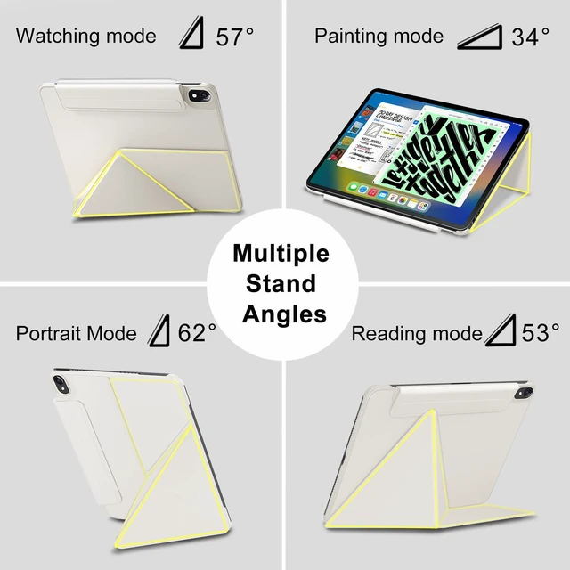 Alt view image 3 of 5 - Wonzir for iPad mini 7 A17 Pro Case(2024),iPad mini 7th/6th Slim Powerful Magnetic Case,4 Standibg Angles,Vertical Stand Cover,with Auto Wake/Sleep and with Pencil Holder - Cream White