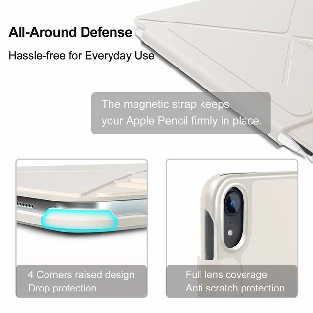 Alt view image 5 of 5 - Wonzir for iPad mini 7 A17 Pro Case(2024),iPad mini 7th/6th Slim Powerful Magnetic Case,4 Standibg Angles,Vertical Stand Cover,with Auto Wake/Sleep and with Pencil Holder - Cream White