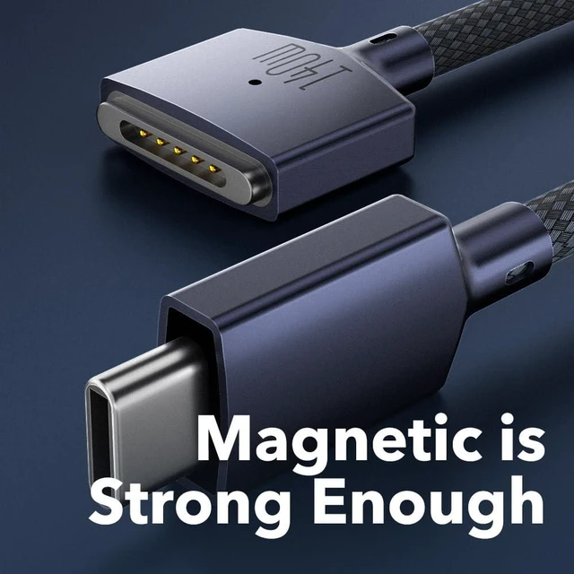 Alt view image 2 of 3 - SlimQ 140W Magnetic Charging Cable for MacBook and MBP, Braided, Blue
