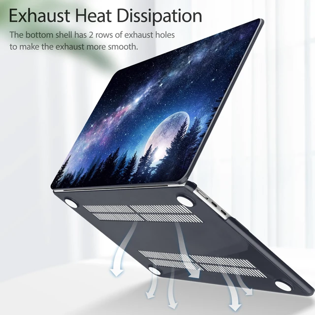 Alt view image 4 of 5 - Tuiklol for MacBook Air 13 inch Case M5 2026 M4 2025 M3 2024 M2 2022 Release Model A3449 A3240 A3113 A2681,Plastic Hard Shell Cover for MacBook Air 13.6 with Touch ID, Moonlight