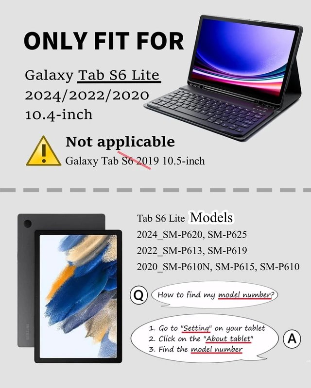 Alt view image 2 of 5 - TUNKARMOR Case Keyboard for Samsung Galaxy Tab S6 Lite 10.4 inch 2024 2022 2020 Built-in Pencil Holder with Mouse - Black