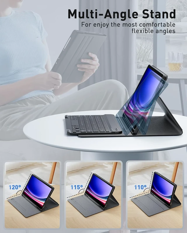 Alt view image 4 of 5 - TUNKARMOR Case Keyboard for Samsung Galaxy Tab S6 Lite 10.4 inch 2024 2022 2020 Built-in Pencil Holder with Mouse - Black