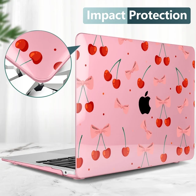 Alt view image 4 of 5 - TWOLSKOO for MacBook Air 13.3 inch Case 2021 2020 2019 2018 Release M1 A2337 A2179 A1932 with Touch ID, Plastic Hard Shell Case & Keyboard Cover & Type C Adapter, Cute Cherry