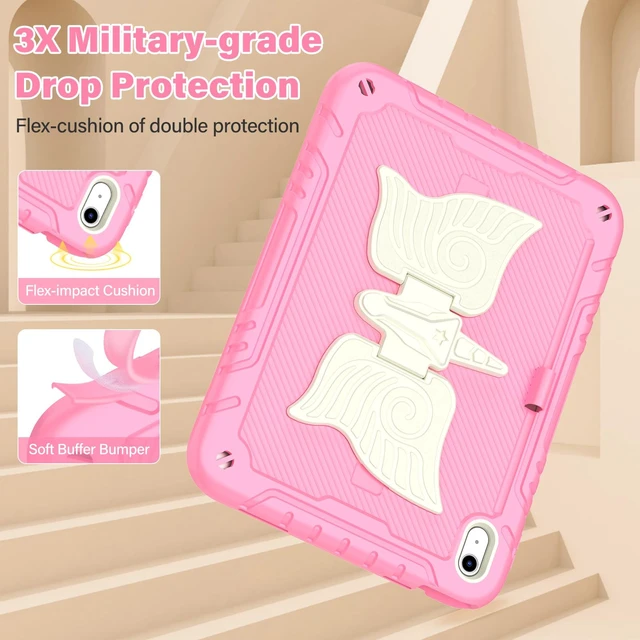 Alt view image 4 of 5 - TOMORRY for iPad (A16) 11th Generation 11 Inch 2025/iPad 10th Generation Case 10.9 Inch 2022 with Tempered Glass Screen Protector,Unicorn Stand,Shoulder Strap,for iPad 10 Case Kids Girls (Light Pink)