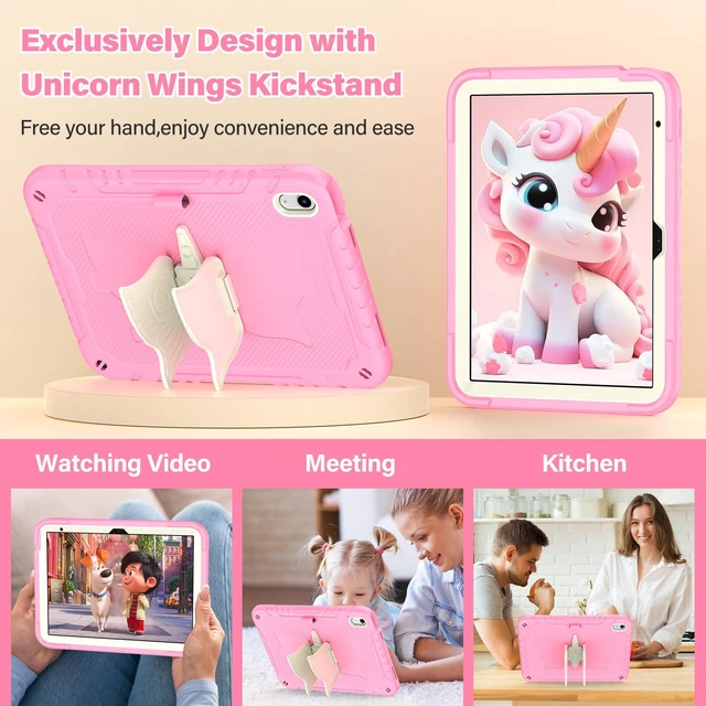 Alt view image 5 of 5 - TOMORRY for iPad (A16) 11th Generation 11 Inch 2025/iPad 10th Generation Case 10.9 Inch 2022 with Tempered Glass Screen Protector,Unicorn Stand,Shoulder Strap,for iPad 10 Case Kids Girls (Light Pink)