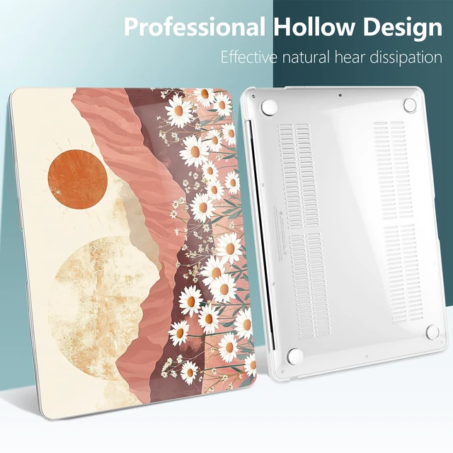 Alt view image 5 of 5 - TWOLSKOO for MacBook Air 13.3 inch Case 2021 2020 2019 2018 Release M1 A2337 A2179 A1932 with Touch ID, Plastic Hard Shell Case & Keyboard Cover & Type C Adapter, Mountains & Daisies