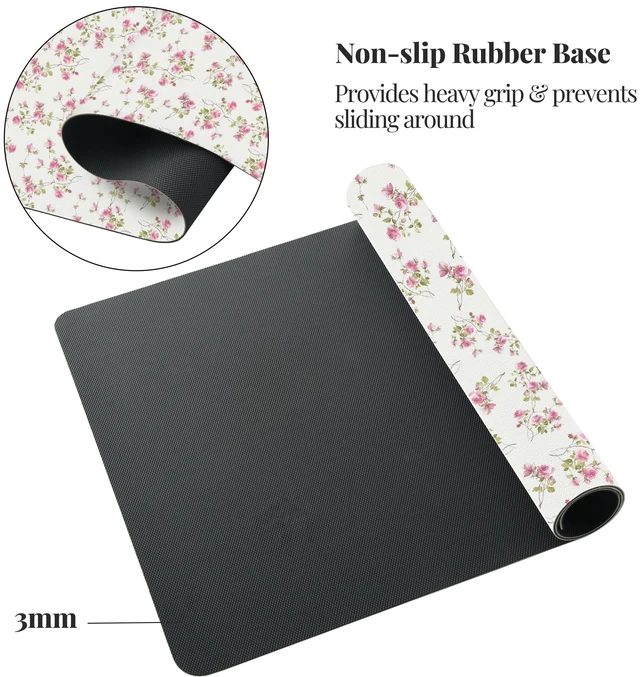 Alt view image 5 of 5 - Idocolors Pink Floral Desk Mat, Cute Extended Gaming Keyboard Mouse Pad, Large Office Desk Cover Mat Pad Deskmat, Non-Slip Leather Home Office Desk Mat Protector 31.5"15.7"