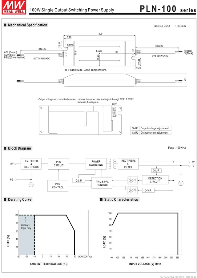 Alt view image 3 of 4 - MEAN WELL PLN-100-48 AC to DC LED Driver Enclosed Power Supply, Single Output, 48 Volt, 2 Amp, 96 Watt
