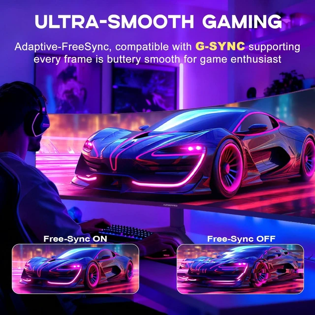 Alt view image 5 of 5 - 49 inch Curved Monitor with Remote, 165Hz WDQHD(5120 x 1440p) 5K Ultrawide Gaming Monitor R1500, HDR400, 3000:1 Contrast, sRGB 100%, USB-C, FreeSync, PIP/PBP, Built-in Speaker, HDMI 2.1 & DP 1.4