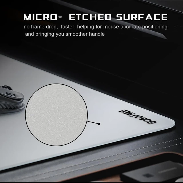 Alt view image 5 of 5 - gogofree Glass Mouse pad for Gaming, Ultra Smooth Mouse Mat with Hard Surface, Tempered Glass Mouse Pad Precision Speed Control for Games and Office (White, 19.7" L x 15.7" W)