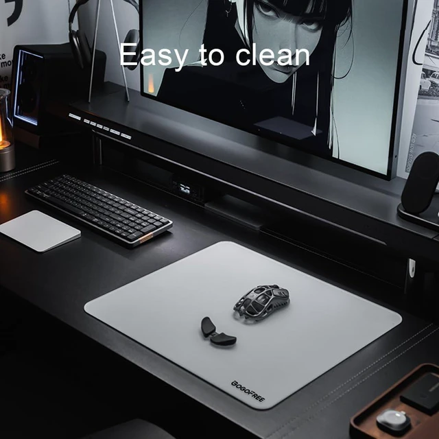 Alt view image 3 of 5 - gogofree Glass Mouse pad for Gaming, Ultra Smooth Mouse Mat with Hard Surface, Tempered Glass Mouse Pad Precision Speed Control for Games and Office (White, 19.7" L x 15.7" W)