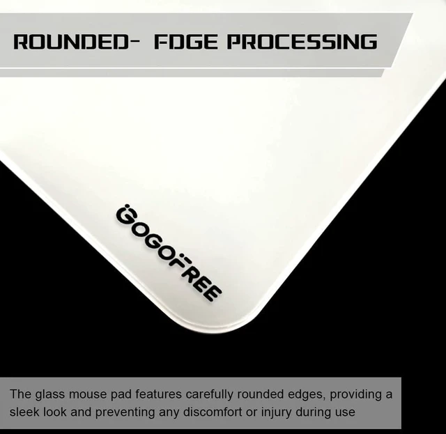 Alt view image 4 of 5 - gogofree Glass Mouse pad for Gaming, Ultra Smooth Mouse Mat with Hard Surface, Tempered Glass Mouse Pad Precision Speed Control for Games and Office (White, 19.7" L x 15.7" W)