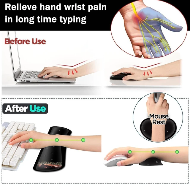 Alt view image 5 of 5 - Large Gaming Mouse Pad+ Keyboard Wrist Rest Set, Ergonomics Memory Foam Mouse Mat Wrist Rest Support, Waterproof Extended Mousepad 31.5x11.8in, African American Women Black Girl Desk Pad