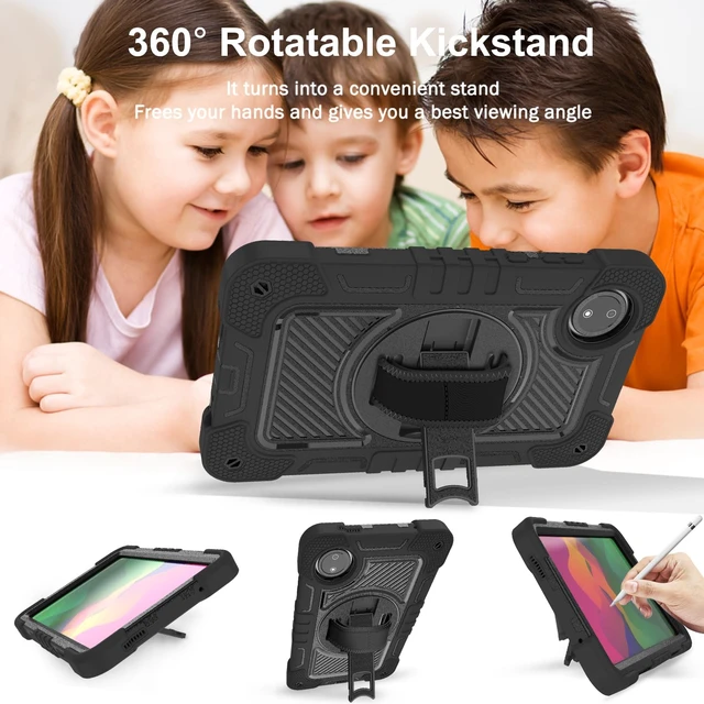 Alt view image 5 of 5 - YOUULAR Tablet Case for Xiaomi Redmi Pad SE 8.7/Redmi Pad SE 4G in India, Tablet Shockproof Cover with 360 Rotating Stand and Wrist Strap, Shoulder Strap, Completely Black