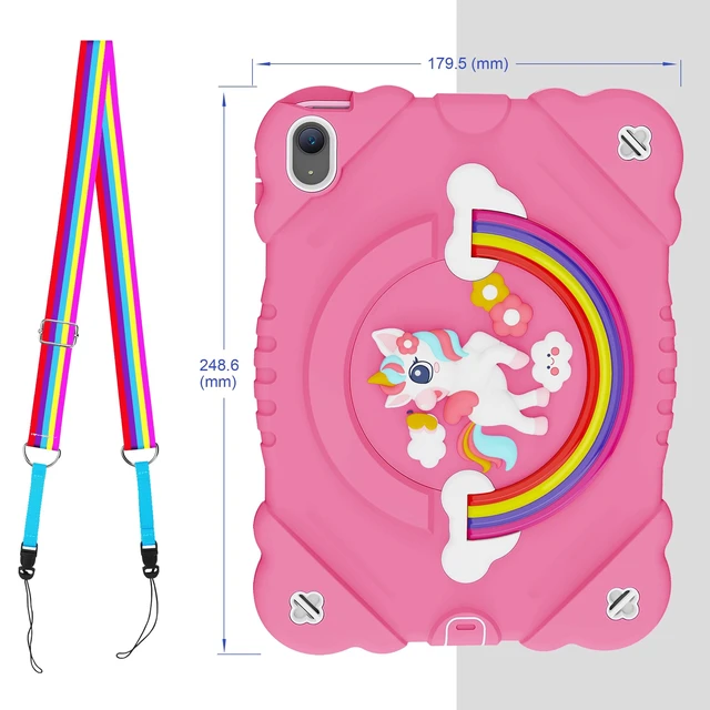 Alt view image 5 of 5 - XZC Kids Case for iPad (A16) 11th Gen 11"/iPad 10th Gen 10.9", Hot Pink