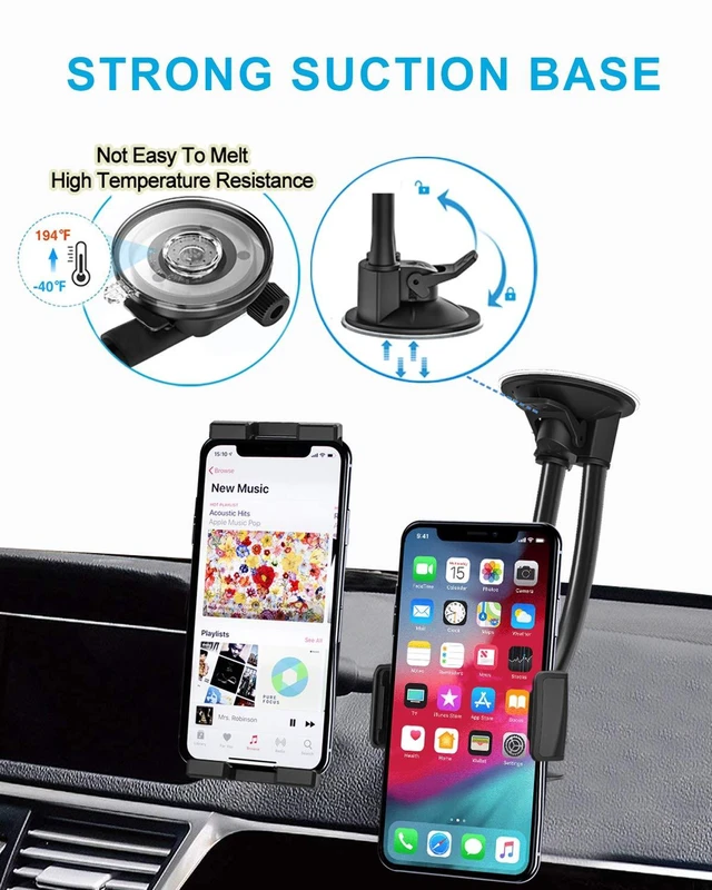 Alt view image 4 of 5 - woleyi Dual Car Tablet Mount, Windshield Car Window Phone & Tablet Holder with Double Long Arm Suction Cup for iPad Pro/Air/Mini, Galaxy Tab/Z Fold, Fire HD, iPhone, More 4-11" Cell Phones and Tablets