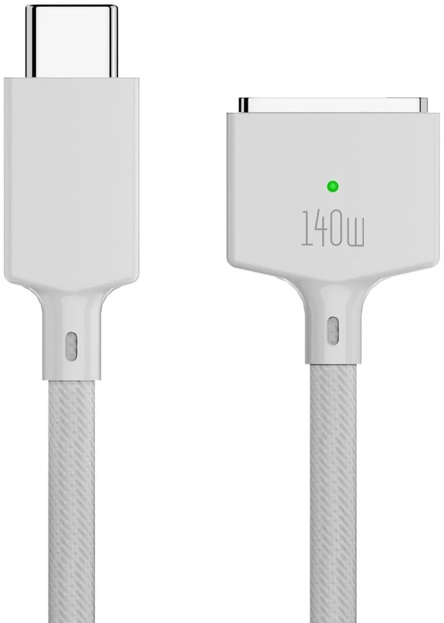 Main image of SlimQ 140W USB-C Magnetic 3 Cable for MacBook Air & Pro, 2M, Braided, White