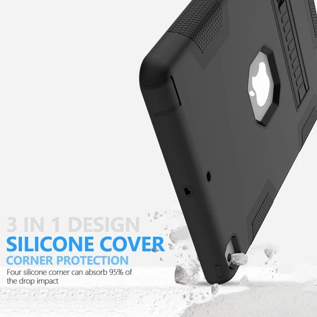 Alt view image 3 of 5 - Puxicu Case for iPad 6th / 5th Generation (2018 2017 Model, 9.7 Inch), Heavy Duty Rugged Protective, Cover for iPad 9.7, Black
