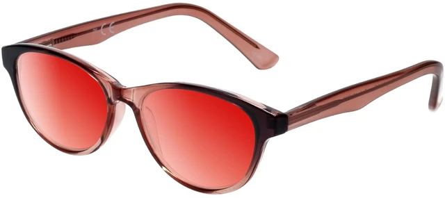 Main image of Medspex Corinne McCormack Polly Color Therapy Reading Glasses +3.25 Pink Black Fade/Deep Red Womens Fluorescent Light Sensitivity Chromotherapy Chakra Healing