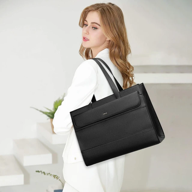Alt view image 2 of 5 - Keyli Laptop Bag for Women Sets,15.6 Inch Computer Work Bags Tote Bag Purses Waterproof Vegan Leather Briefcase Professional Business Shoulder Handbags for Teacher Office Travel Black