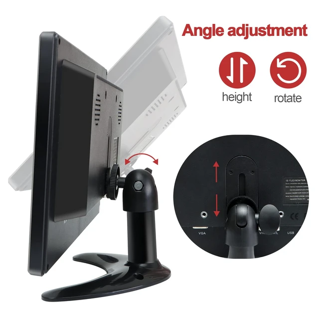 Alt view image 5 of 5 - WHOLEV Security Monitor 10.1" FHD CCTV PC Monitor with VGA HDMI BNC AV USB Input Built-in Speaker 178 Wide Angle for Raspberry Pi Game Computer