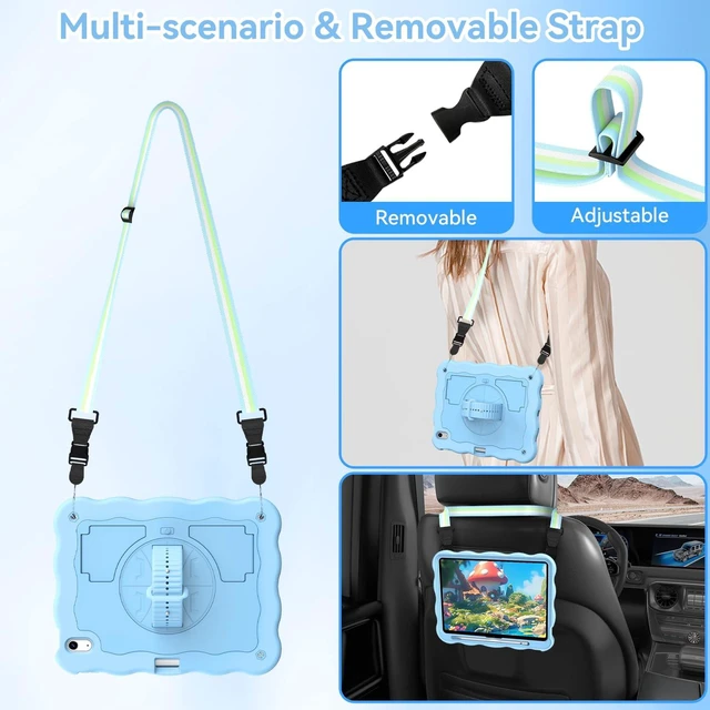 Alt view image 5 of 5 - ZoneFoker for iPad A16 11th/10th Gen 11"/10.9" with Rotate Strap Kids