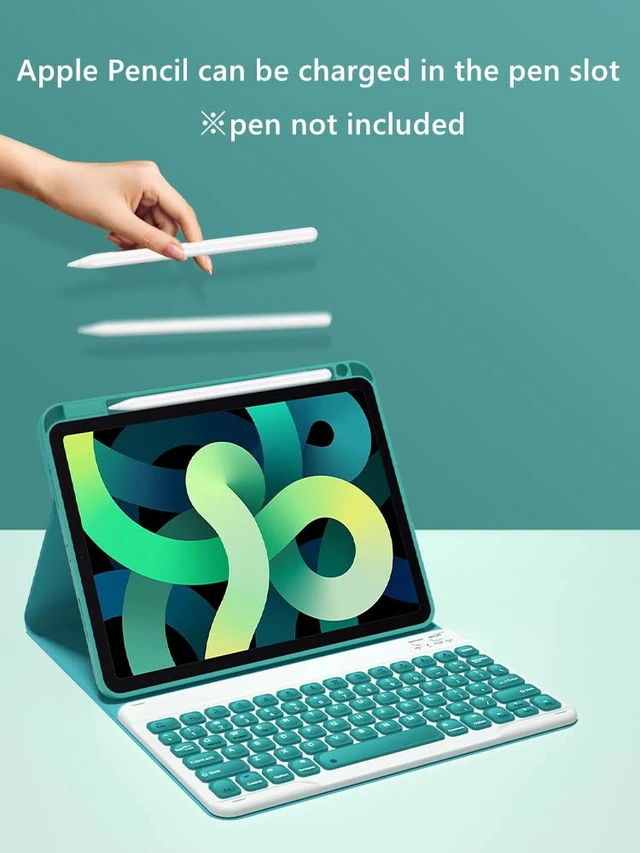 Alt view image 2 of 5 - kaitesi Rechargeable Keyboard Case for iPad Pro 11" 4th Generation 2022 3rd/2nd/1st Gen, Support Pencil Charging in Pen Holderr - Concave Keys - Detachable Bluetooth Keyboard Cover,Dark Green