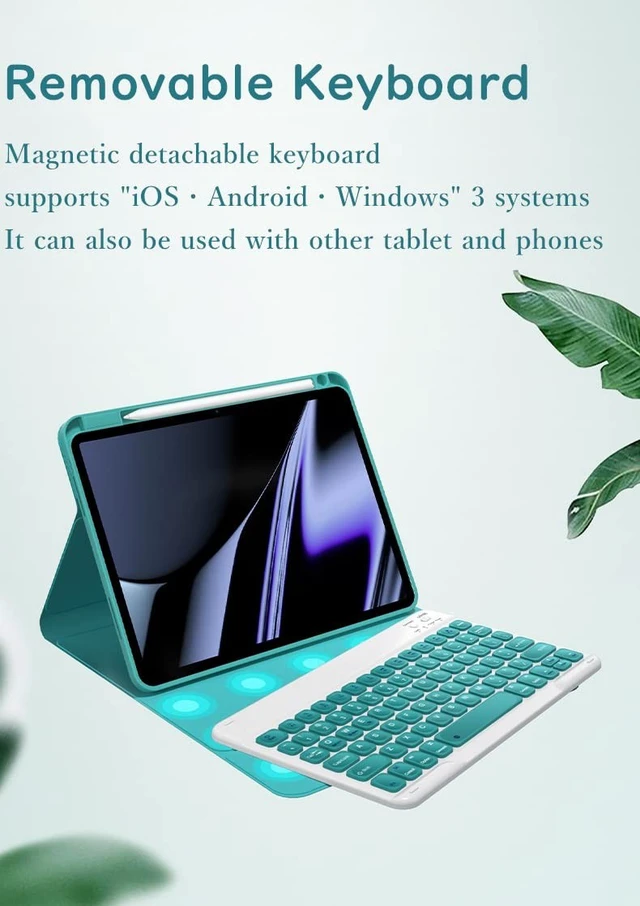 Alt view image 4 of 5 - kaitesi Rechargeable Keyboard Case for iPad Pro 11" 4th Generation 2022 3rd/2nd/1st Gen, Support Pencil Charging in Pen Holderr - Concave Keys - Detachable Bluetooth Keyboard Cover,Dark Green