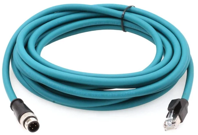 Main image of SZRMCC M12 Ethernet Cable D-Code 4 Pin Male to RJ45 Connector High Flex Cat5e Shielded Waterproof Network Cable for Industrial Camera Sensor (5m,Bule)