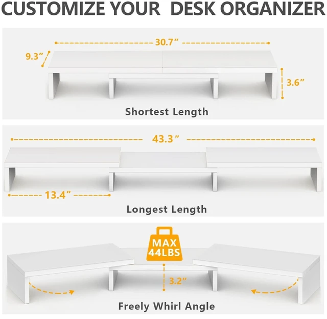 Alt view image 3 of 5 - TAVR Dual Monitor Stand Riser, Wooden Computer Monitor Stand for 2 Monitors
