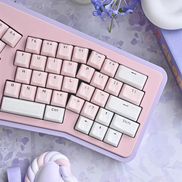 Alt view image 3 of 5 - Crystal Jelly Keycaps Pink OEM Profile Translucent Shine Through Keycap Set