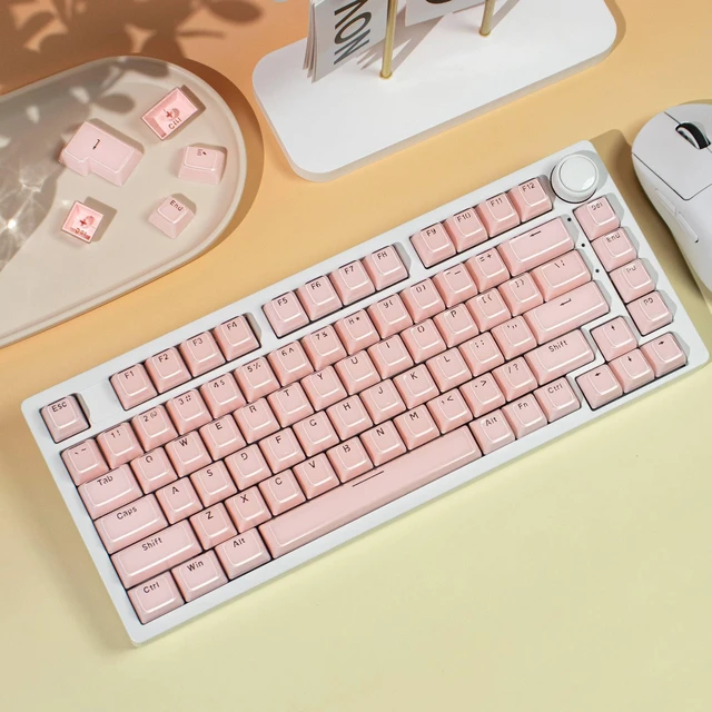 Alt view image 2 of 5 - Crystal Jelly Keycaps Pink OEM Profile Translucent Shine Through Keycap Set