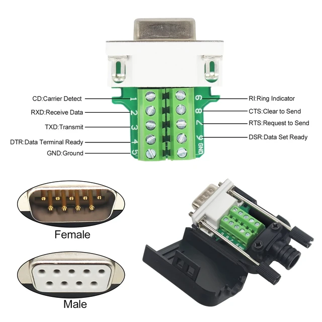 Alt view image 5 of 5 - YIOVVOM DB9 Breakout Connector,DB9 Solderless RS232 D-SUB Female Serial Adapters 9-Pin Port White Adapter to Terminal Connector Signal Module with case Set of 10