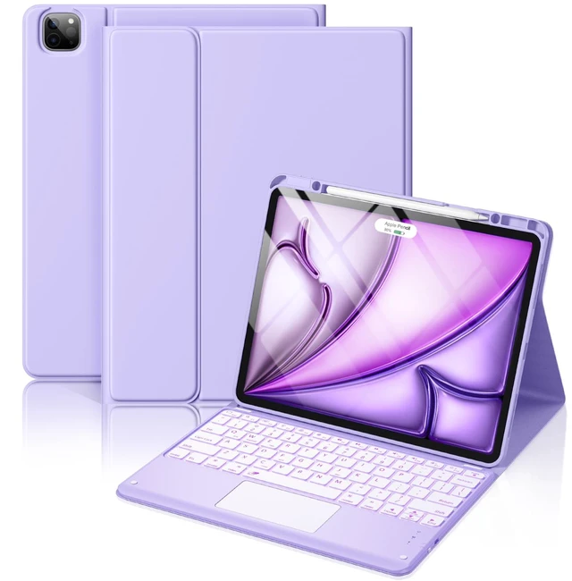 Main image of Hamile for iPad Air 13-inch & Pro 12.9 Case with Keyboard - 7-Color Backlit