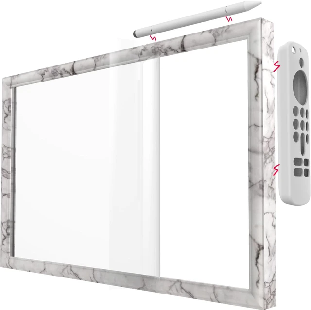 Main image of HOOKMEMO white marble Frame for Show 15, echo show 15 screen protector, stylus pen, remote case covers. (white marble)