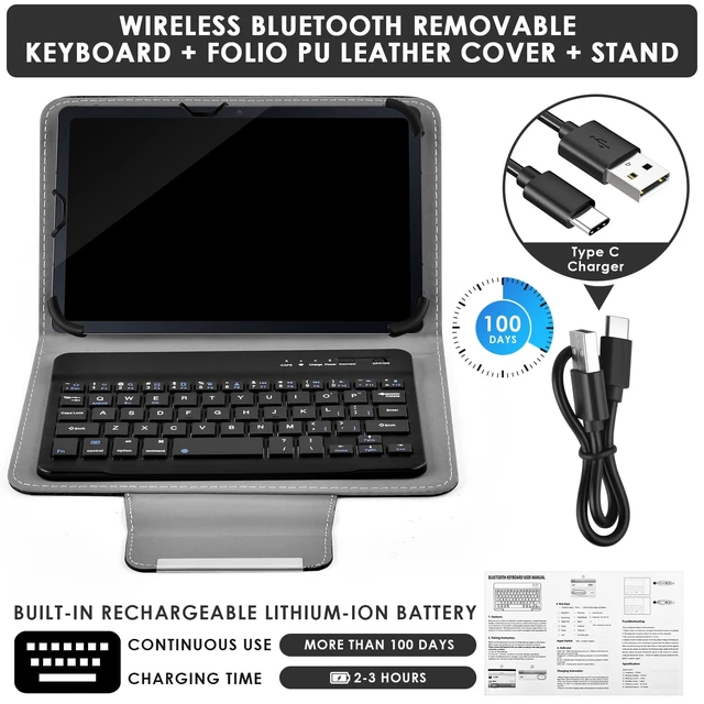 Alt view image 5 of 5 - DETUOSI Universal 8.0-8.7 inch Wireless Bluetooth Keyboard for iPad,Samsung Tablet, iPhone Smartphone, iOS, Android Tablets Multi-Device Travel Portable