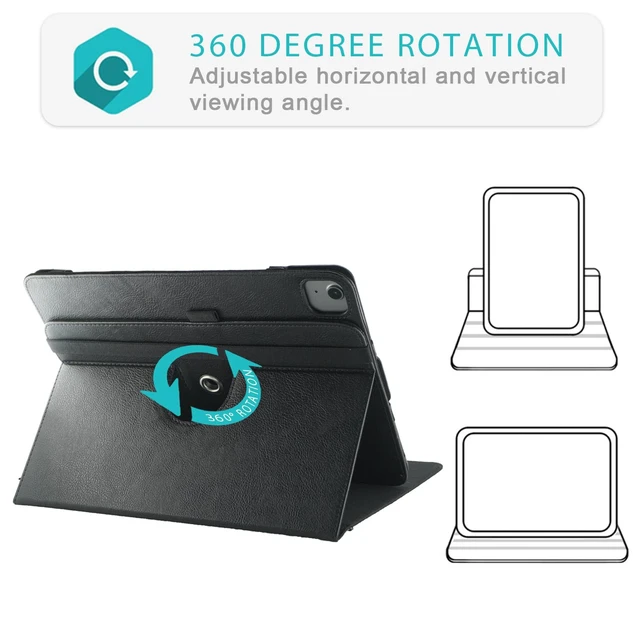 Alt view image 3 of 5 - DINGGUAGUA Compatible with Apple iPad Pro Case M4 M5 13inch 2025/2024 iPad Air (M2) 13" PU Leather Business Cover for iPad Pro 12.9 inch 2022 with 360 Degree Swiveling Cases Auto Wake/Sleep,Black