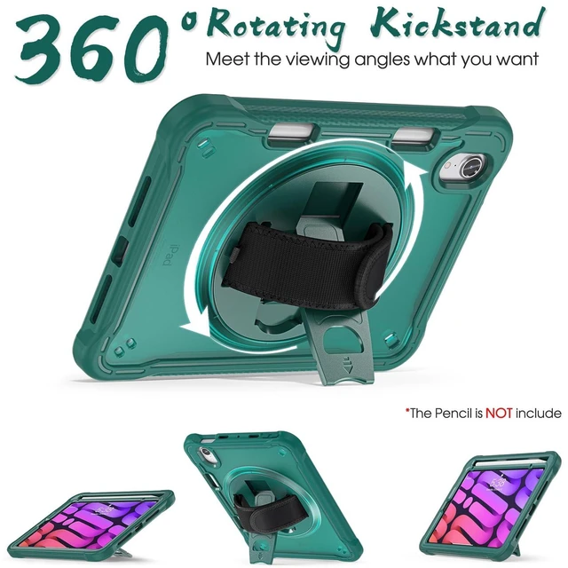 Alt view image 4 of 5 - BRAECNstock iPad mini Case for 6th/7th (A17 pro) 8.3-inch, Midnight Green