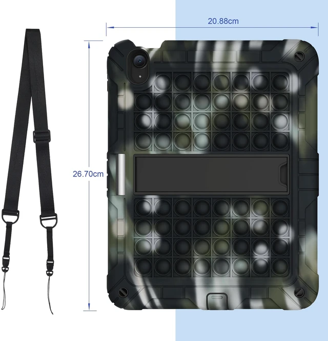 Alt view image 4 of 5 - XZC for iPad Air 11 Inch Case 7th/6th Generation (M3/M2) 2025/2024, Heavy Duty Shockproof Protective Cover with Pencil Holder and Shoulder Strap (Camouflage)